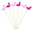 100 Pcs Bamboo Fruit Picks Fancy Cocktail Sticks Appetizer Toothpicks, Pink